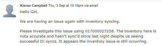 Inventory Sync Query