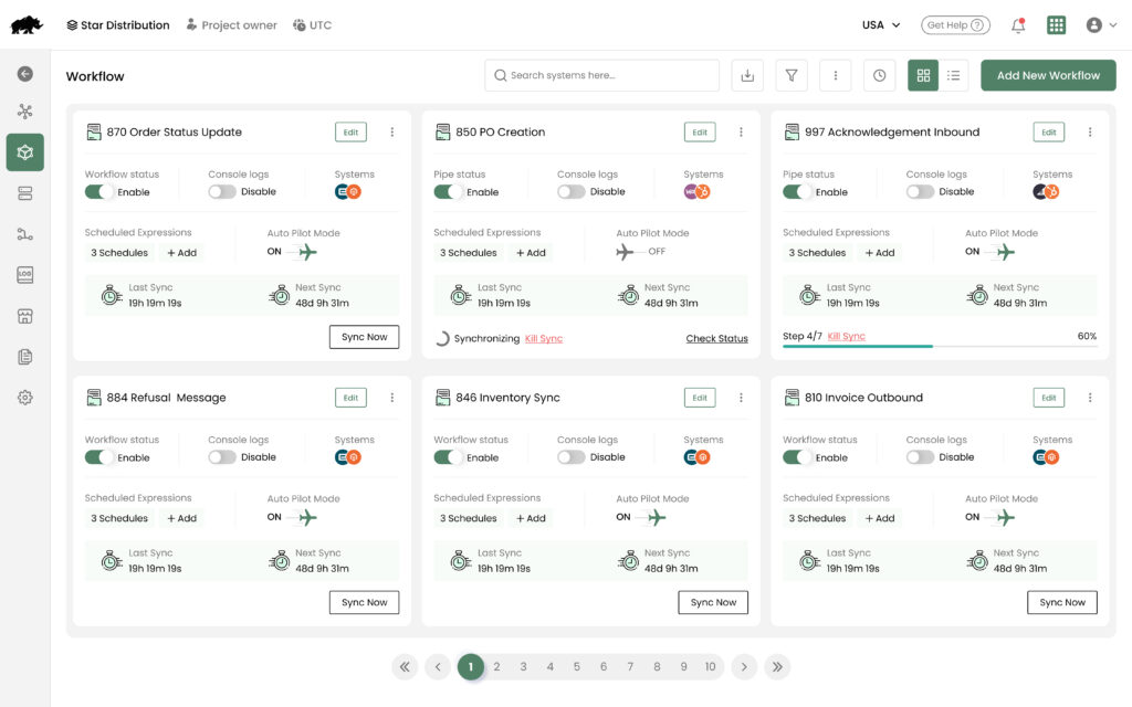 Screeshot of EDI Integrations and workflows in the DCKAP Integrator 